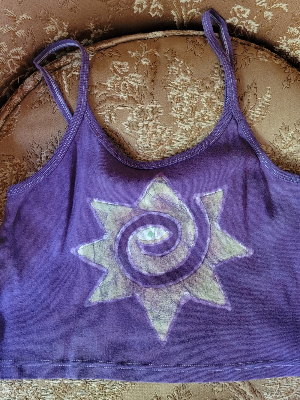 Anvil Purple Cropped Camisole with Sun Spiral Graphic